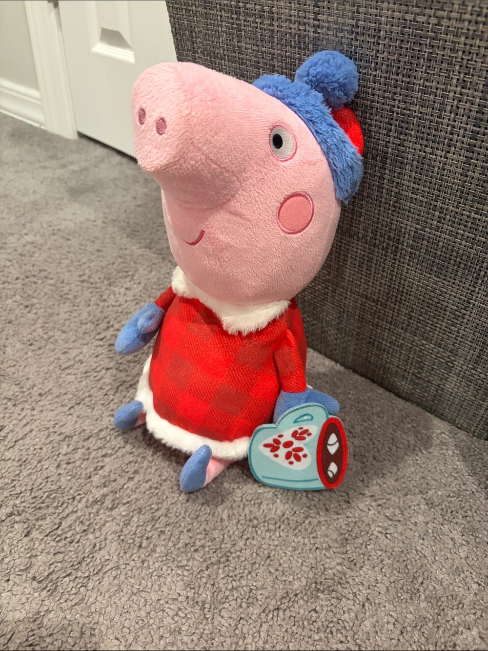 Peppa Pig Plush in Pink, Red & Blue - Peppa Pig Holiday Outfit